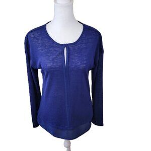 Sanctuary Round Keyhole Neck Knit Top Long Sleeve Lightweight Tunic Sweater XS